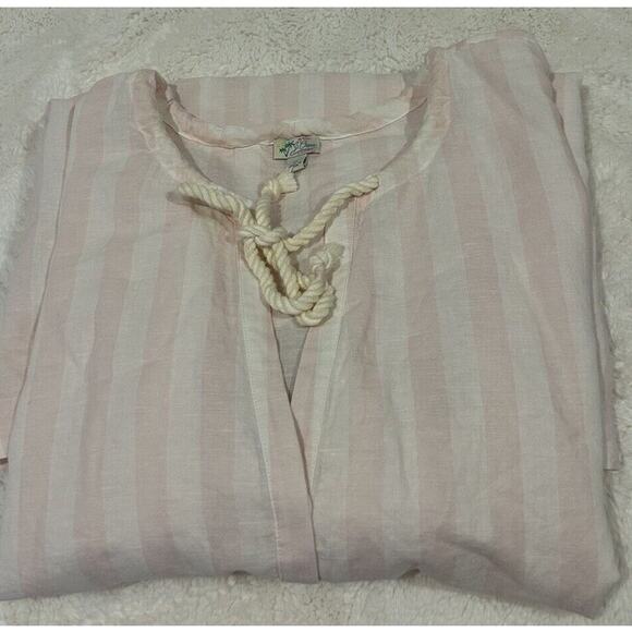 J.CREW Other - J Crew Womens Cotton Linen V‎ Neck Beach Tunic Pink Stripes 2XL